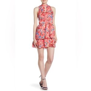 Parker Serenity Halter Dress Coral Sevilla Floral Pink S